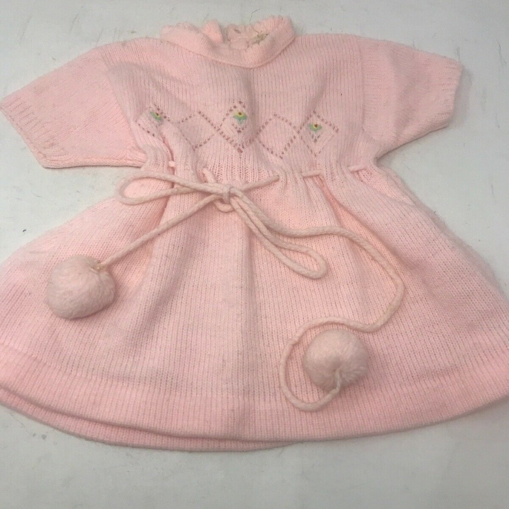 Toddler Vintage 1970s Pink Sweater Dress Size 18 M